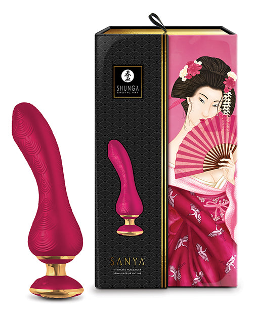 The Shunga Sanya in raspberry shown next to the packaging it comes in | Kinkly Shop