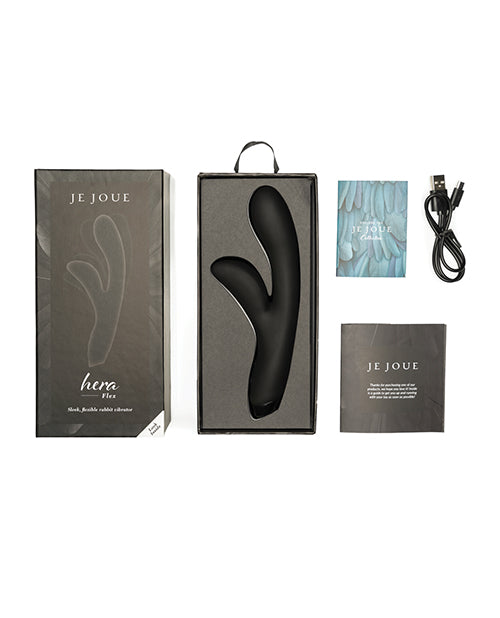 Everything included with the Je Joue Hera Flex including the charging cable, the instruction manual, and the warranty info. | Kinkly Shop