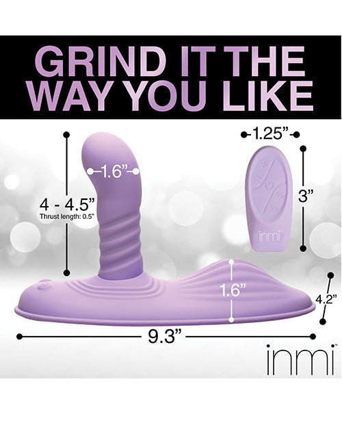 The Inmi Thrust N' Grind with measurements superimposed overtop of the sex toy. Most measurements are included within the product text description. | Kinkly Shop