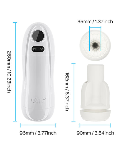 The Kai 2 with measurements shown all around various parts of the stroker. | Kinkly Shop