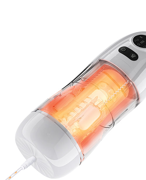 The inside of the Kai 2 glows orange, showcasing the heating function that allows the stroker to heat itself up in 4 minutes | Kinkly Shop