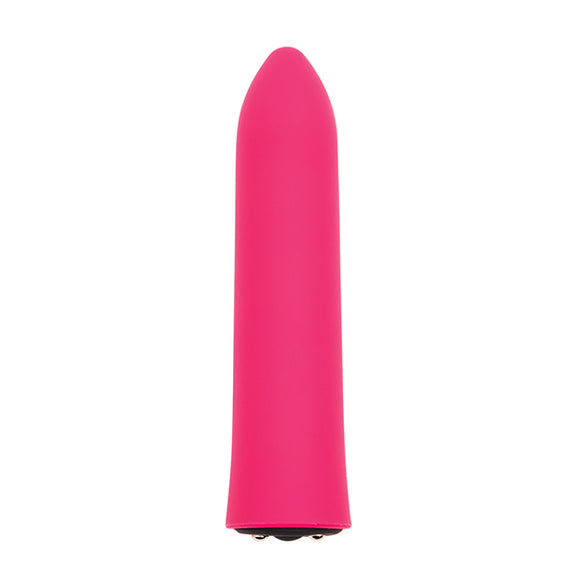 The Sensuelle Point Rechargeable Bullet sitting upright, showcasing the tapered tip. | Kinkly