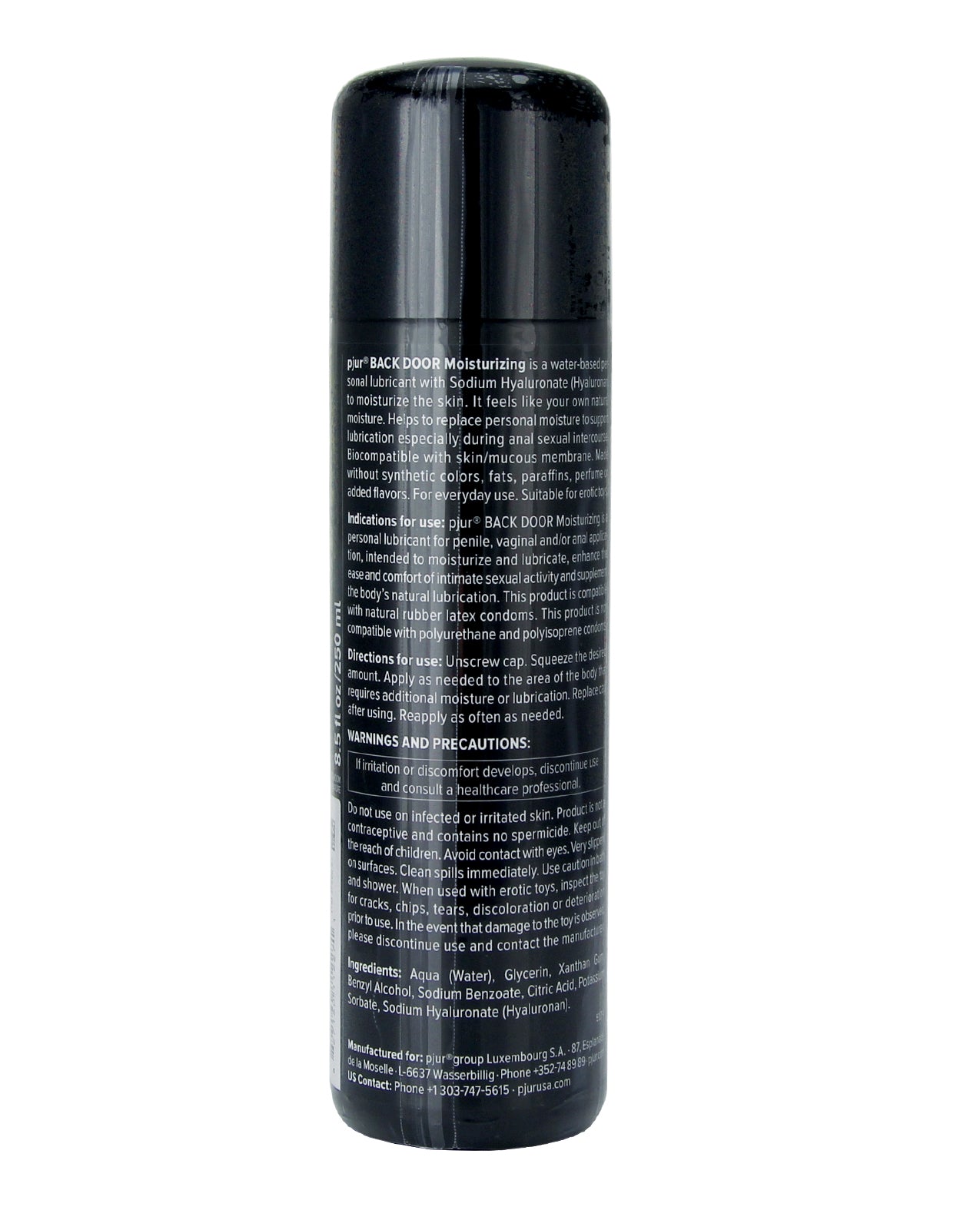Backside of the bottle for the Pjur Back Door Water-Based | Kinkly Shop