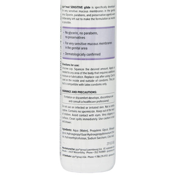 Backside of the packaging of the Pjur Med Sensitive Glide | Kinkly Shop