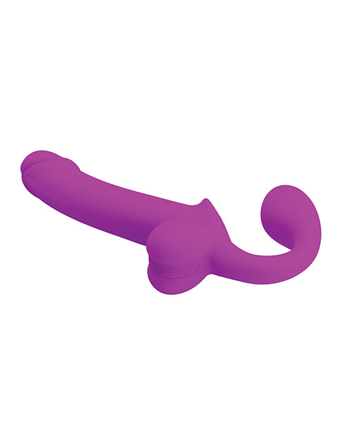 Close-up on the underside of the Kelpie Squirting Strapless Strap On. The testicles look very squeezable | Kinkly