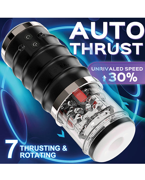 The Honey Play Box Automatic Warrior shown in front of a futuristic background. Text on the image reads: Auto Thrust. Unrivaled speed 30%. 7 thrusting and rotating | Kinkly Shop