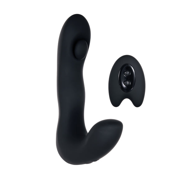 The Zero Tolerance Tap It shown next to the wireless remote control that controls the sex toy | Kinkly Shop
