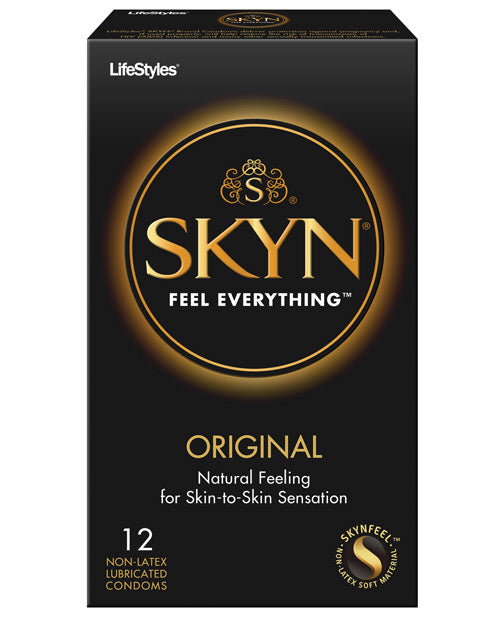 Packaging for the 12 pack of the SKYN Non-Latex Condoms | Kinkly Shop