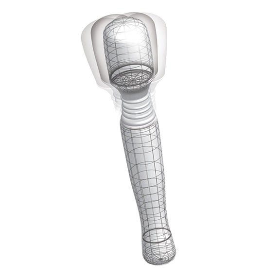 The Mini Wanachi in white shown shaking at the tip, showcasing where the vibrations are centered. | Kinkly Shop