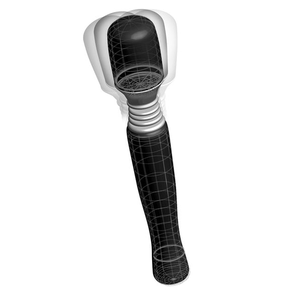 The Maxi Wanachi shown with the tip shaking, showcasing the vibrations that are centered in the tip of the wand. | Kinkly Shop