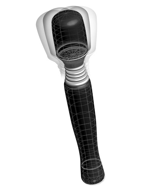 The Maxi Wanachi shown with the tip shaking, showcasing the vibrations that are centered in the tip of the wand. | Kinkly Shop