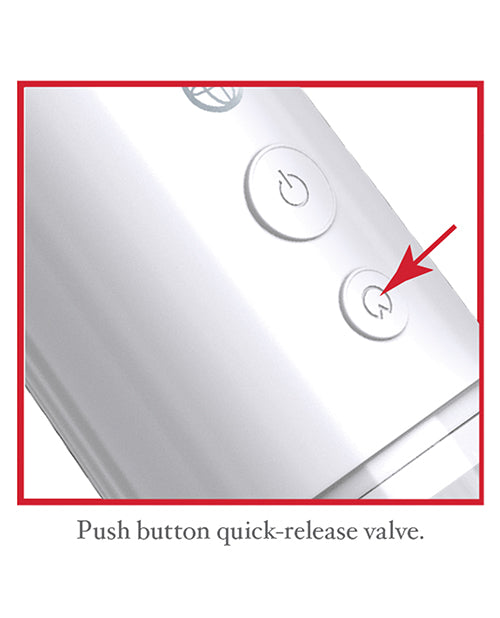 Close-up on the buttons on the Classix Auto Vacuum Power Pump, showcasing the push-button quick-release valve. | Kinkly Shop