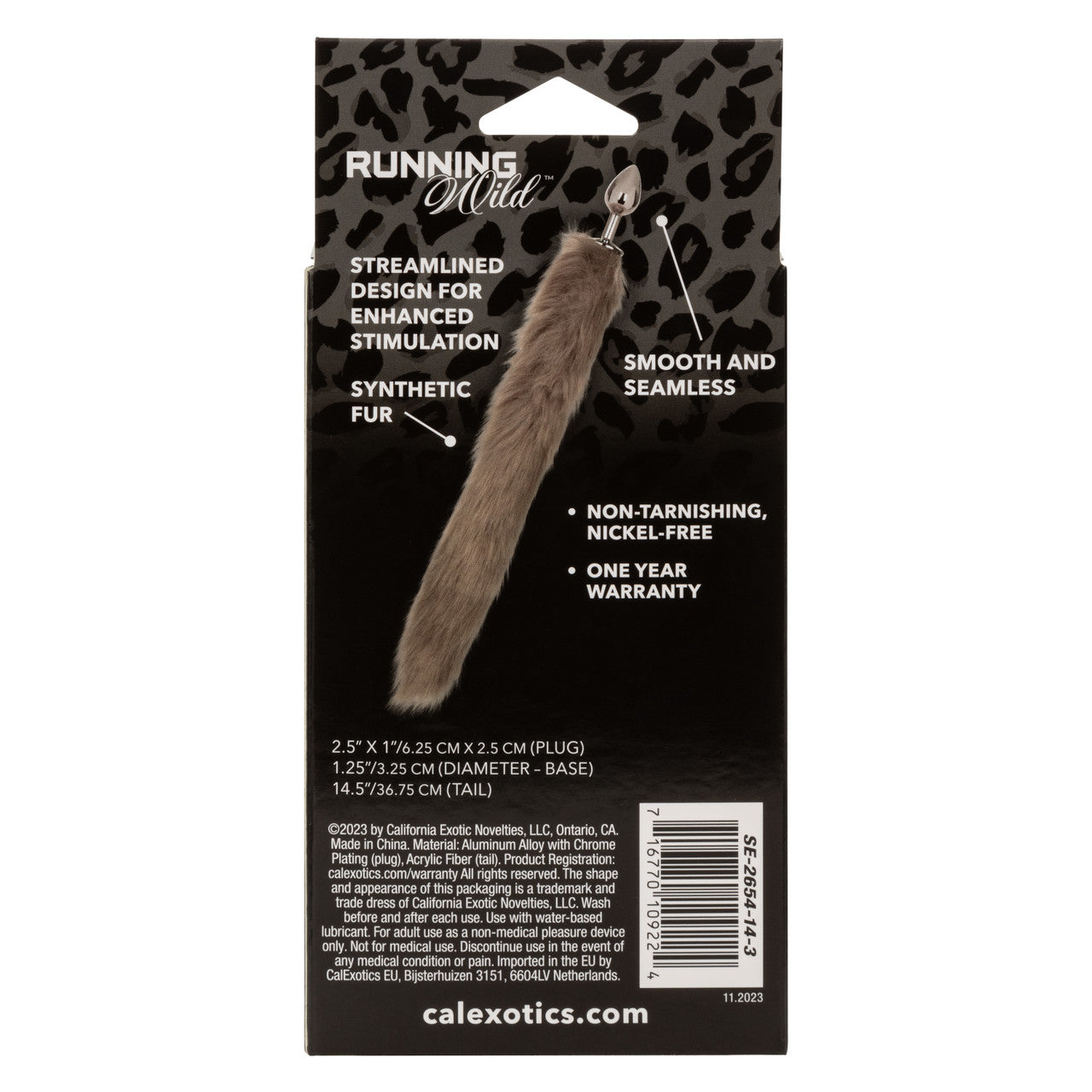Backside of the packaging of the Running Wild Tail Plug | Kinkly Shop