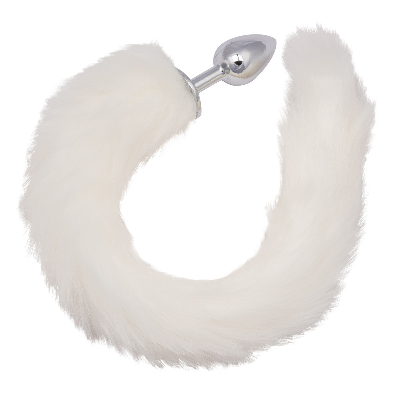 The Running Wild Tail Plug in White curled up into a circular shape. | Kinkly Shop