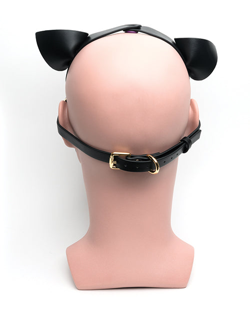 Back of the head while wearing the 665 Bondage Pup Hood. The mask has a single strap with buckle fastener. | Kinkly Shop