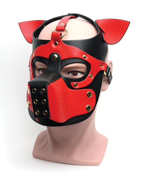 665 Bondage Pup Hood in Red/Black | Kinkly Shop