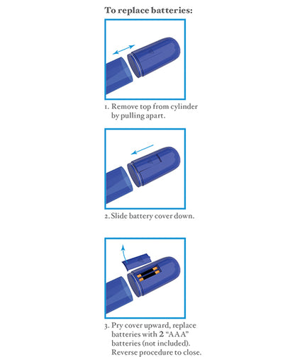 Illustrations showcasing how to replace the batteries on the automated penis pump. | Kinkly Shop