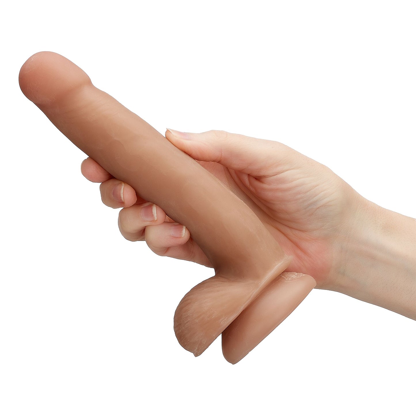 Cloud 9 dual density dildo 6in w/ balls tan/ mocha