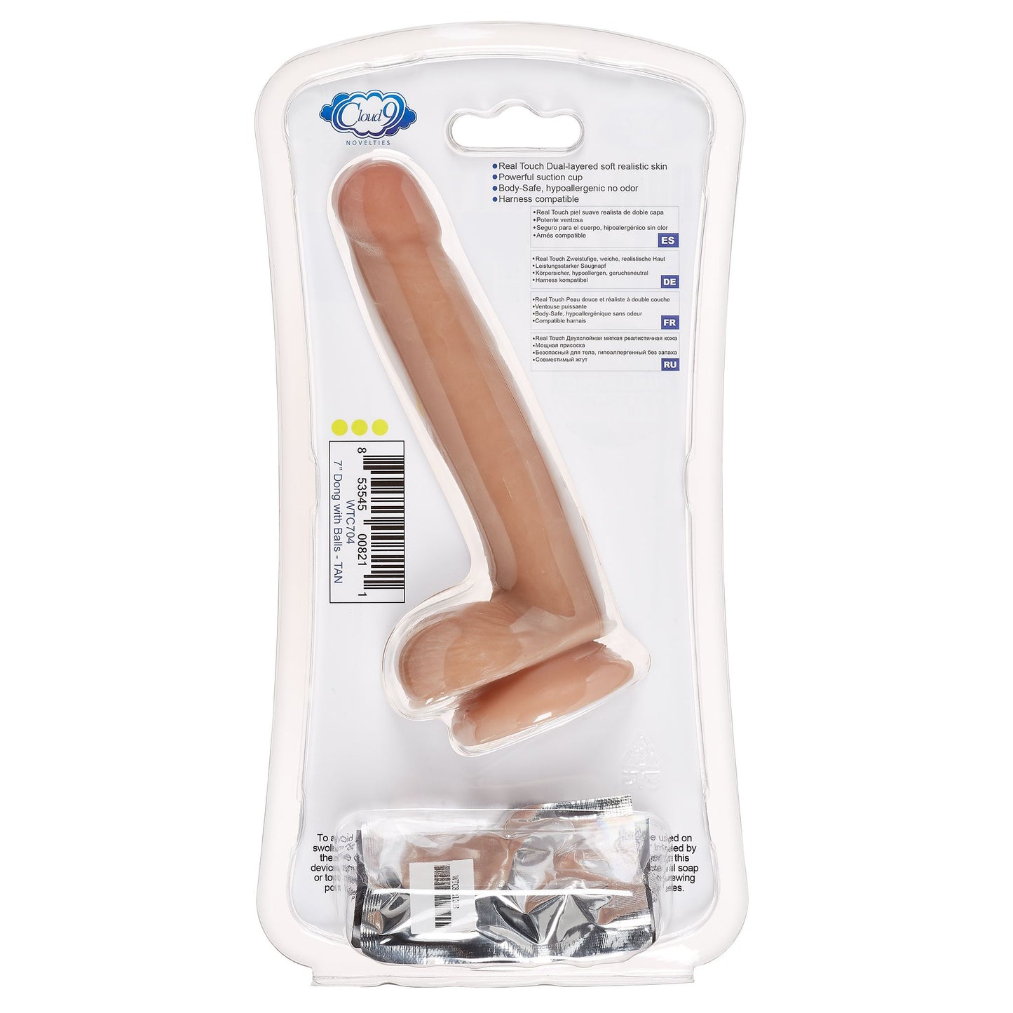 Cloud 9 dual density dildo 6in w/ balls tan/ mocha