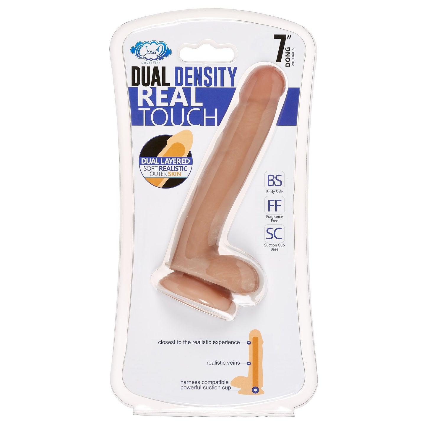 Cloud 9 dual density dildo 6in w/ balls tan/ mocha
