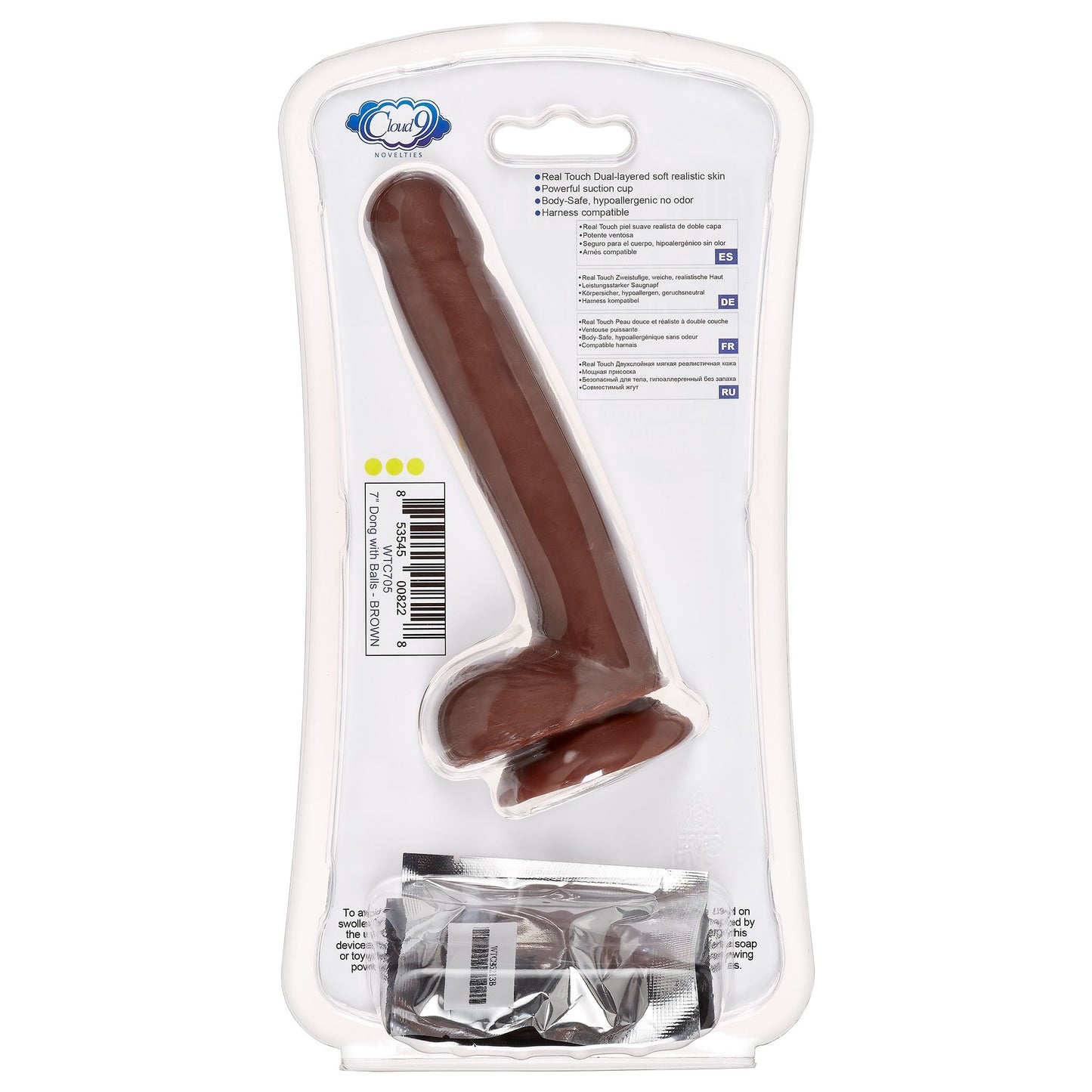 Cloud 9 dual density dildo 6in w/ balls tan/ mocha