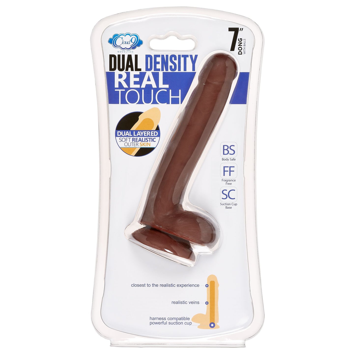 Cloud 9 dual density dildo 6in w/ balls tan/ mocha