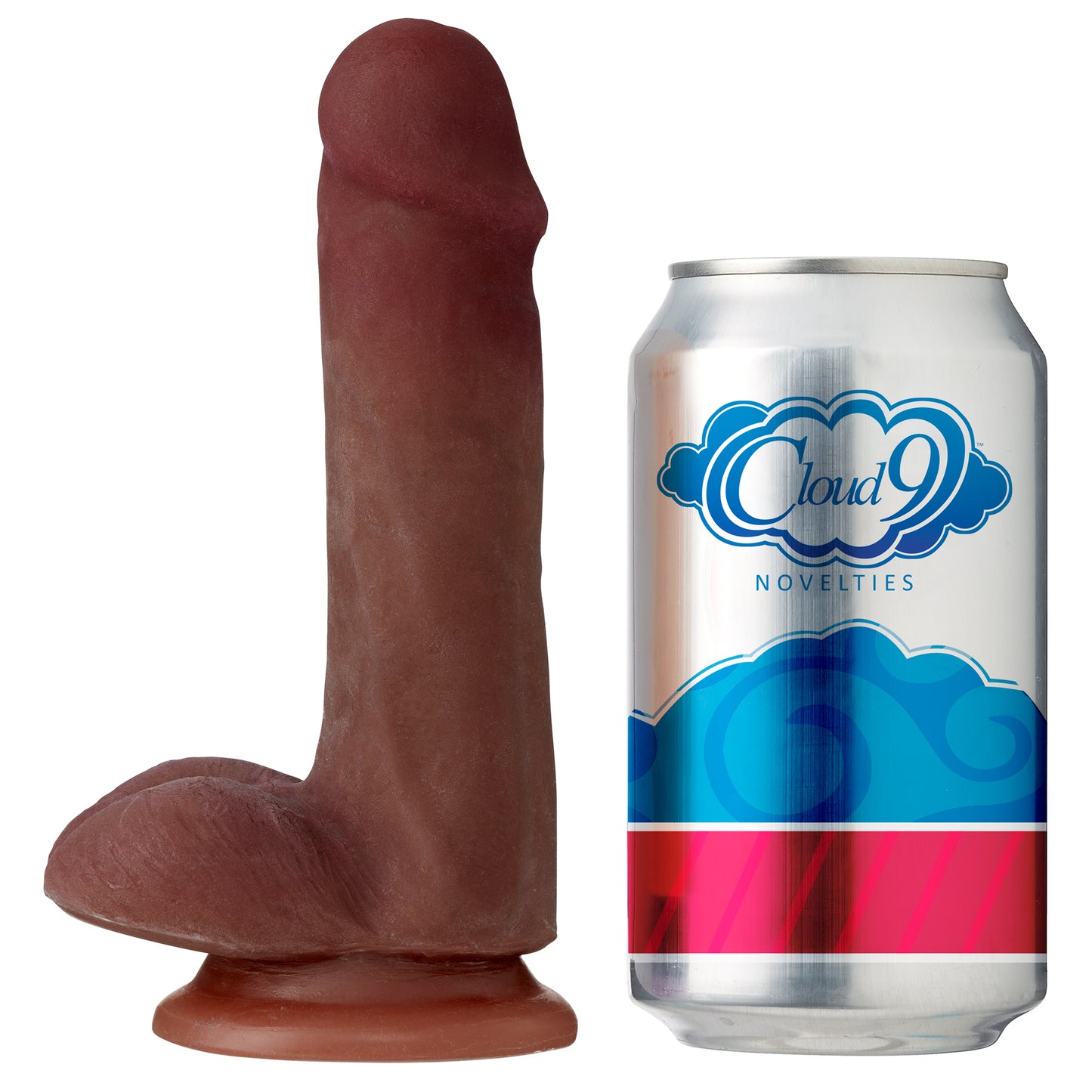Cloud 9 dual density dildo 6in w/ balls tan/ mocha