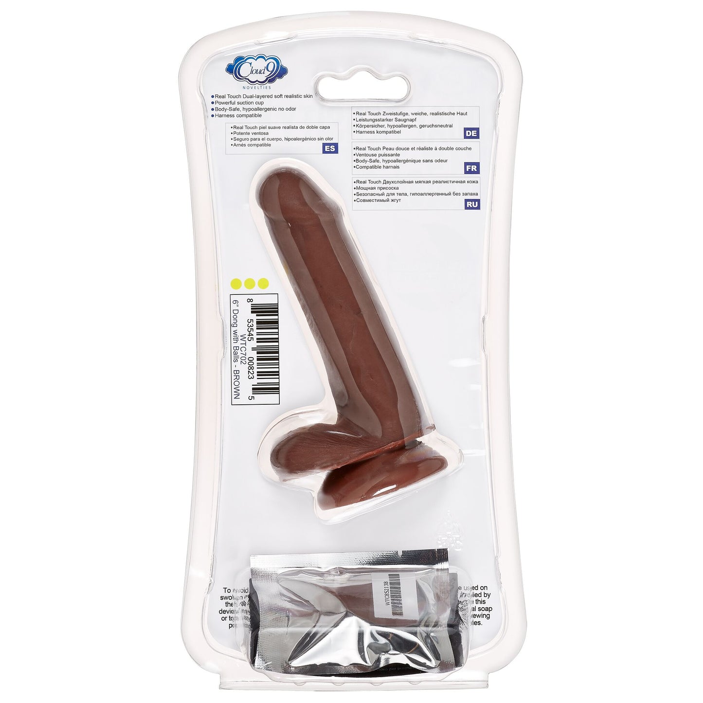 Cloud 9 dual density dildo 6in w/ balls tan/ mocha