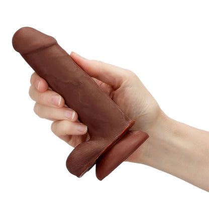 Cloud 9 dual density dildo 6in w/ balls tan/ mocha