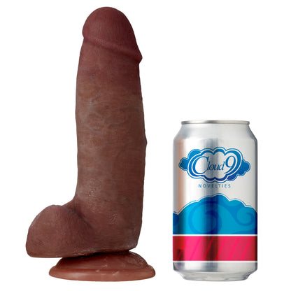 Cloud 9 dual density dildo 6in w/ balls tan/ mocha