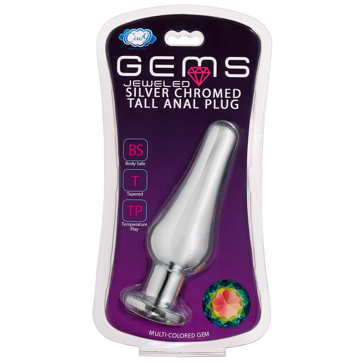 Cloud 9 gems silver chromed tall anal plug