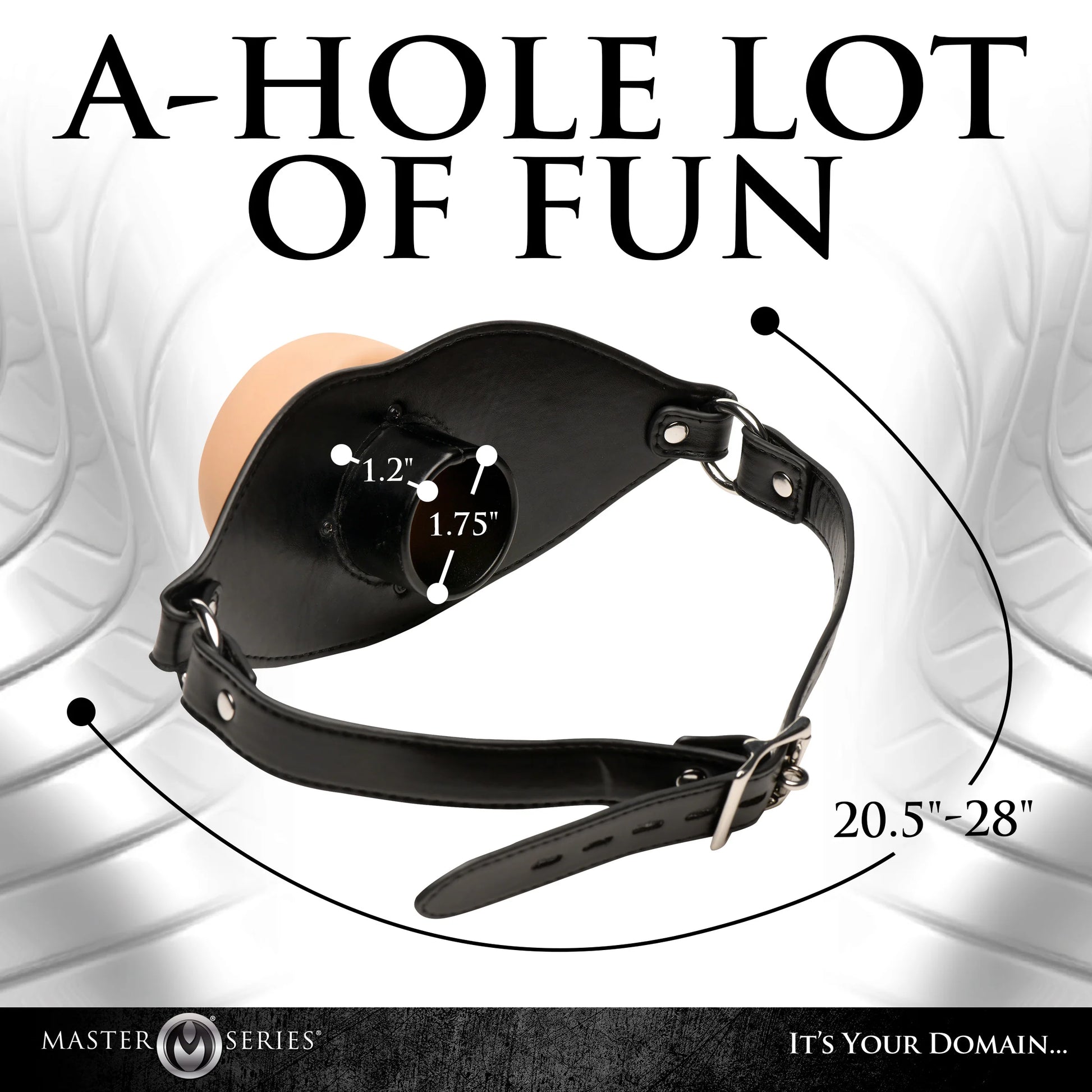 Image of the Master Series Ass Face with measurements superimposed on top of the image. | Kinkly Shop