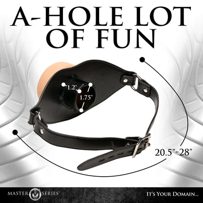 Image of the Master Series Ass Face with measurements superimposed on top of the image. | Kinkly Shop