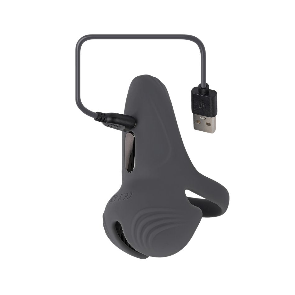 The charging cable connected to the Evolved Undercarriage. It is a magnetic connection with a USB port on the opposing side of the cord. | Kinkly Shop