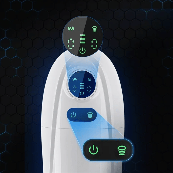 GIF close-up showcasing the LED panel that's on the Kai 2 for easy understanding of the functions of the toy | Kinkly Shop