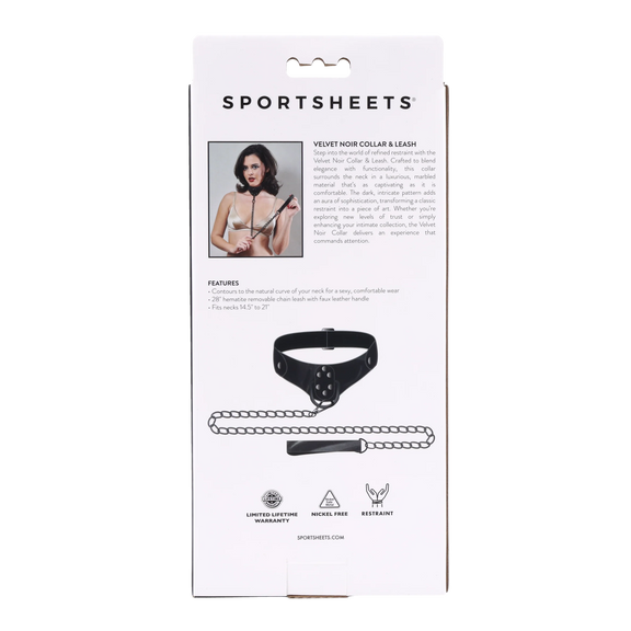 Sportsheets Velvet Noir Collar and Leash