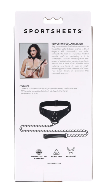 Sportsheets Velvet Noir Collar and Leash