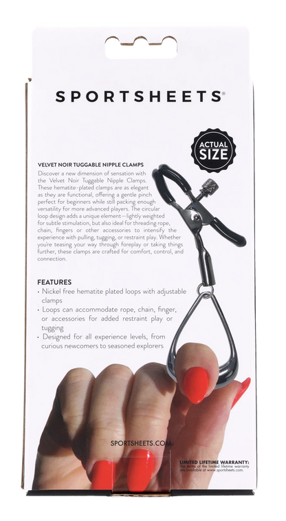 Sportsheets Velvet Noir Tuggable Nipple Clamps