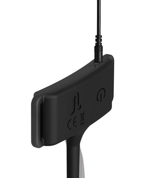 A close-up of the charging cable plugged into the Adrien Lastic Pan-T Vibrator. | Kinkly Shop