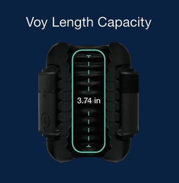 Chart showcases the length inside of the Arcwave Voy. It's 3.74" in total internal length. | Kinkly Shop