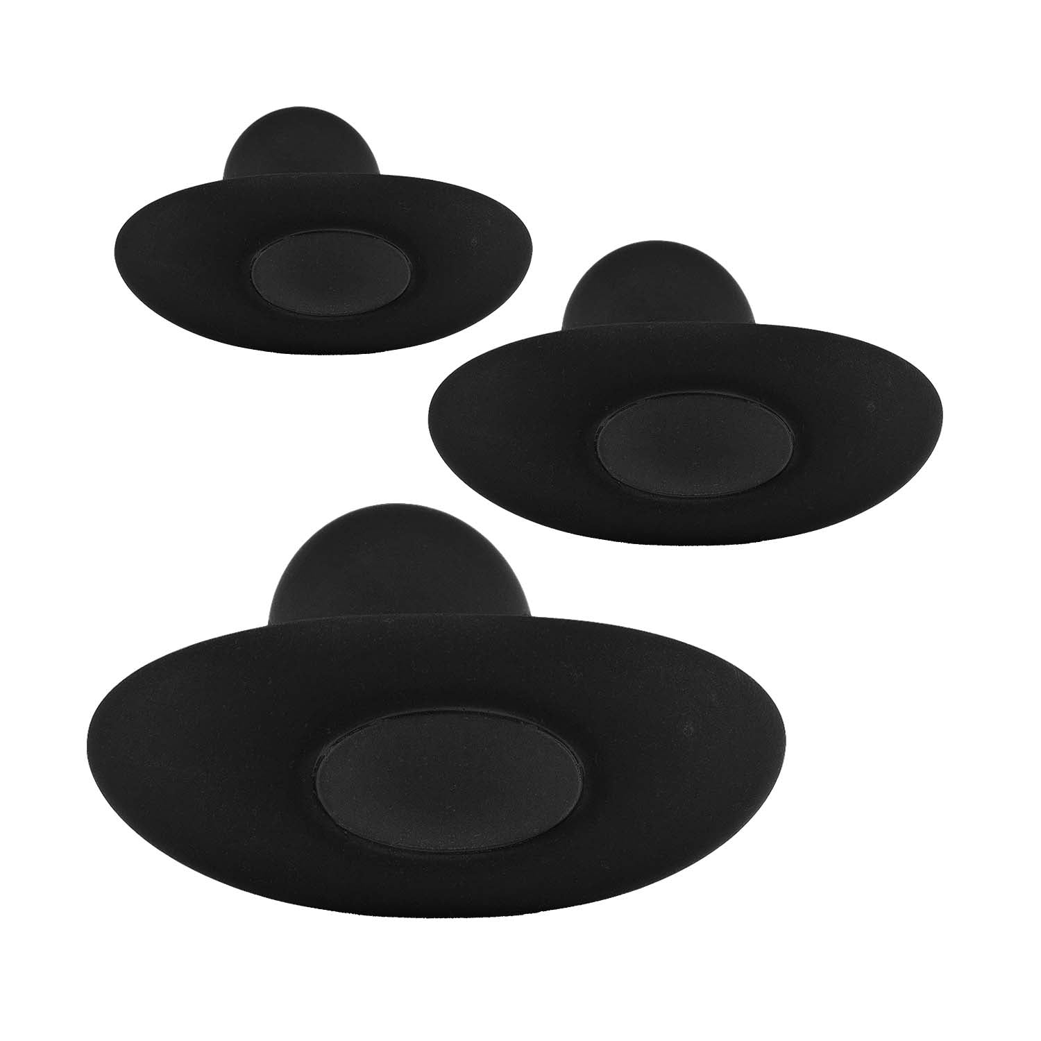 Close-up of the base of each one of the plugs. Each plug in the Ass-sation 3-in-1 Training Kit has an Oval-shaped base. | Kinkly Shoip