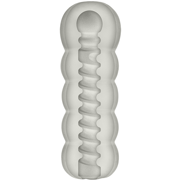 Cross-section of the inside of the Balls Deep Anal stroker, showcasing its ribbing. | Kinkly Shop
