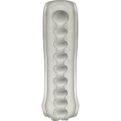 Cross-section of the Balls Deep Pussy stroker, showcasing the internal, bulbed texture designed to replicate the feeling of a vagina. | Kinkly Shop