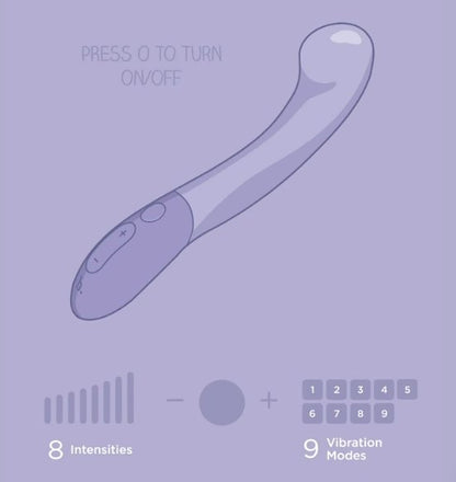 Illustration of the Biird Gii showcases its 8 vibration intensities and 9 vibration modes. | Kinkly Shop