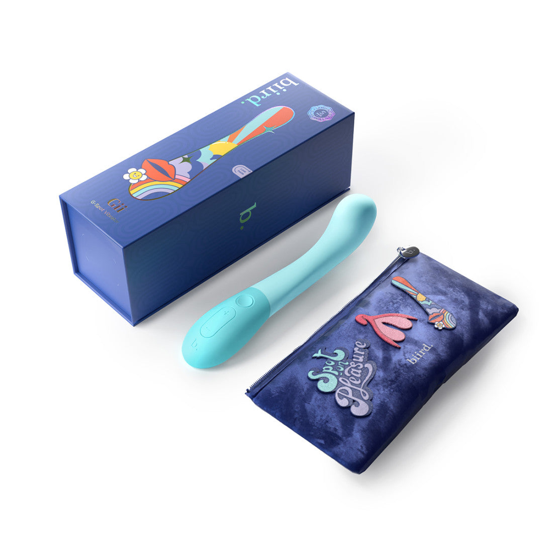 The Biird Gii in Mint laying out next to the storage case it comes with and its packaging. | Kinkly Shop
