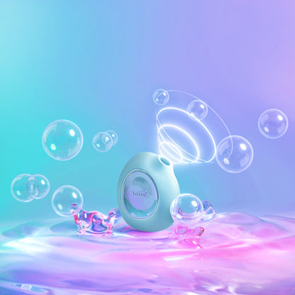 The Biird Lumii shown next to an illustration that mimics the air suction waves that the sex toy creates. | Kinkly Shop