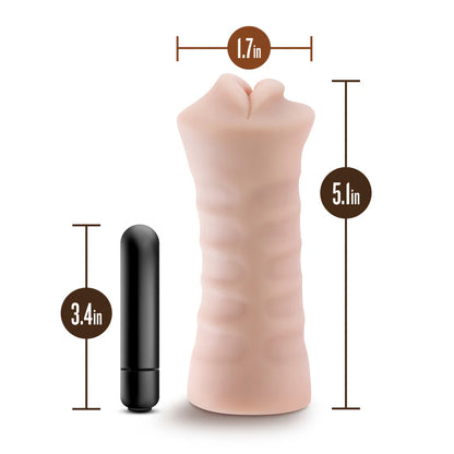 The Angie with Vibrator with measurements superimposed overtop of it. The measurements can be found within the product text body. | Kinkly Shop