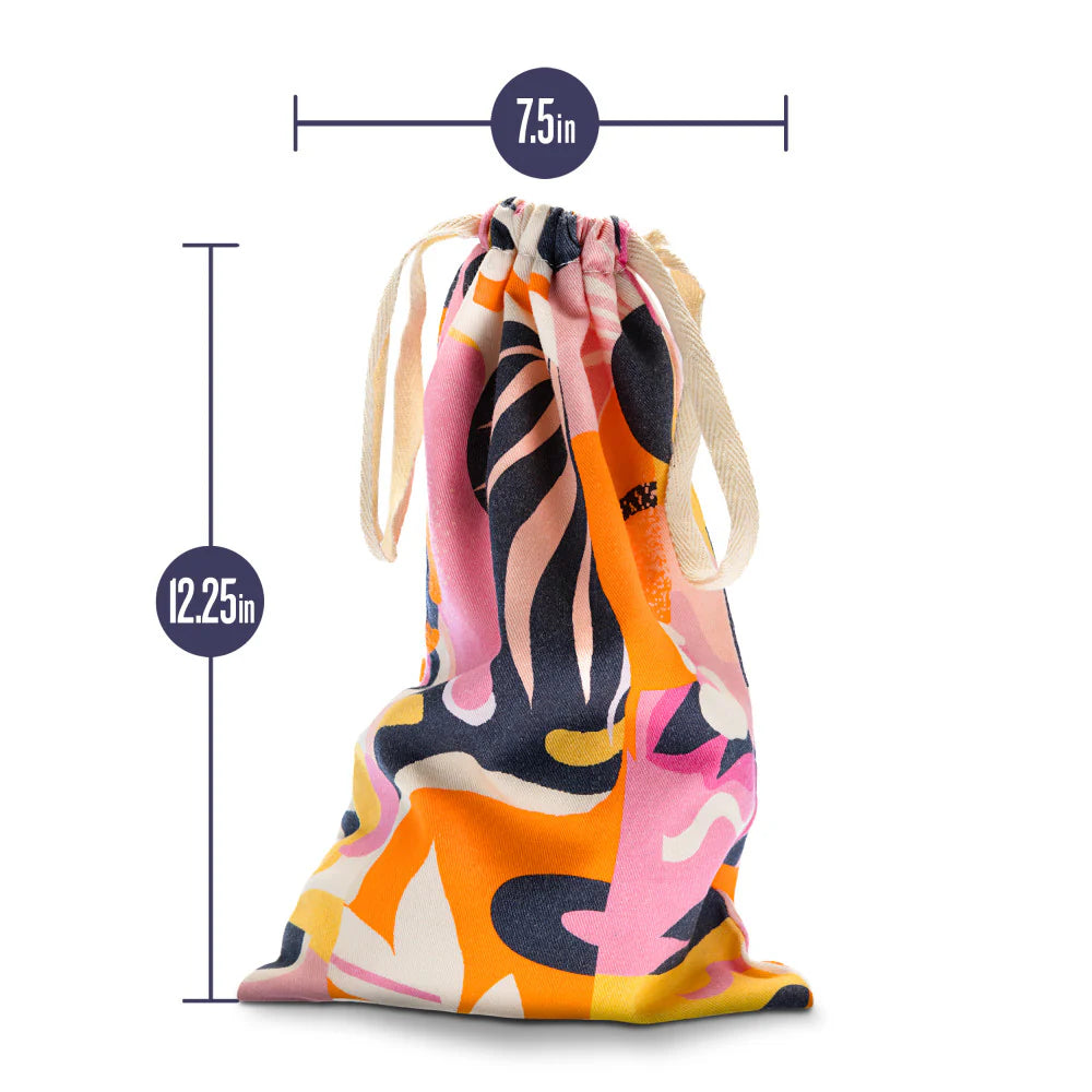 The Burst Toy Bag with measurements shown superimposed over top of the length and width of the bag. The bag is 12.25" in height and 7.5" in width. | Kinkly Shop