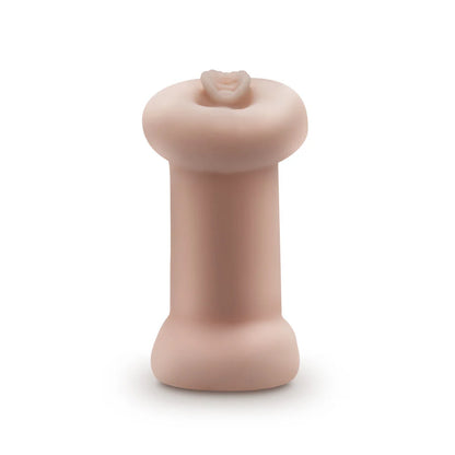 A side view of the Blush Double Trouble Glow in the Dark. The stroker's two orifices have flares to them to make the stroker easier to grip | Kinkly