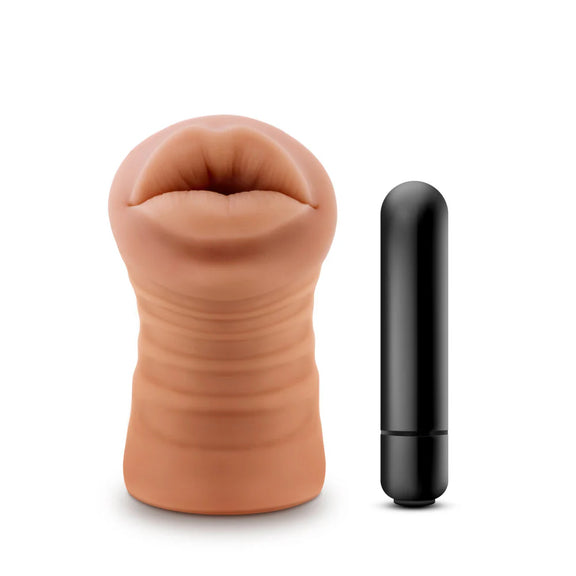 The Isabella Mocha with Vibrator in front of a plain white background | Kinkly Shop